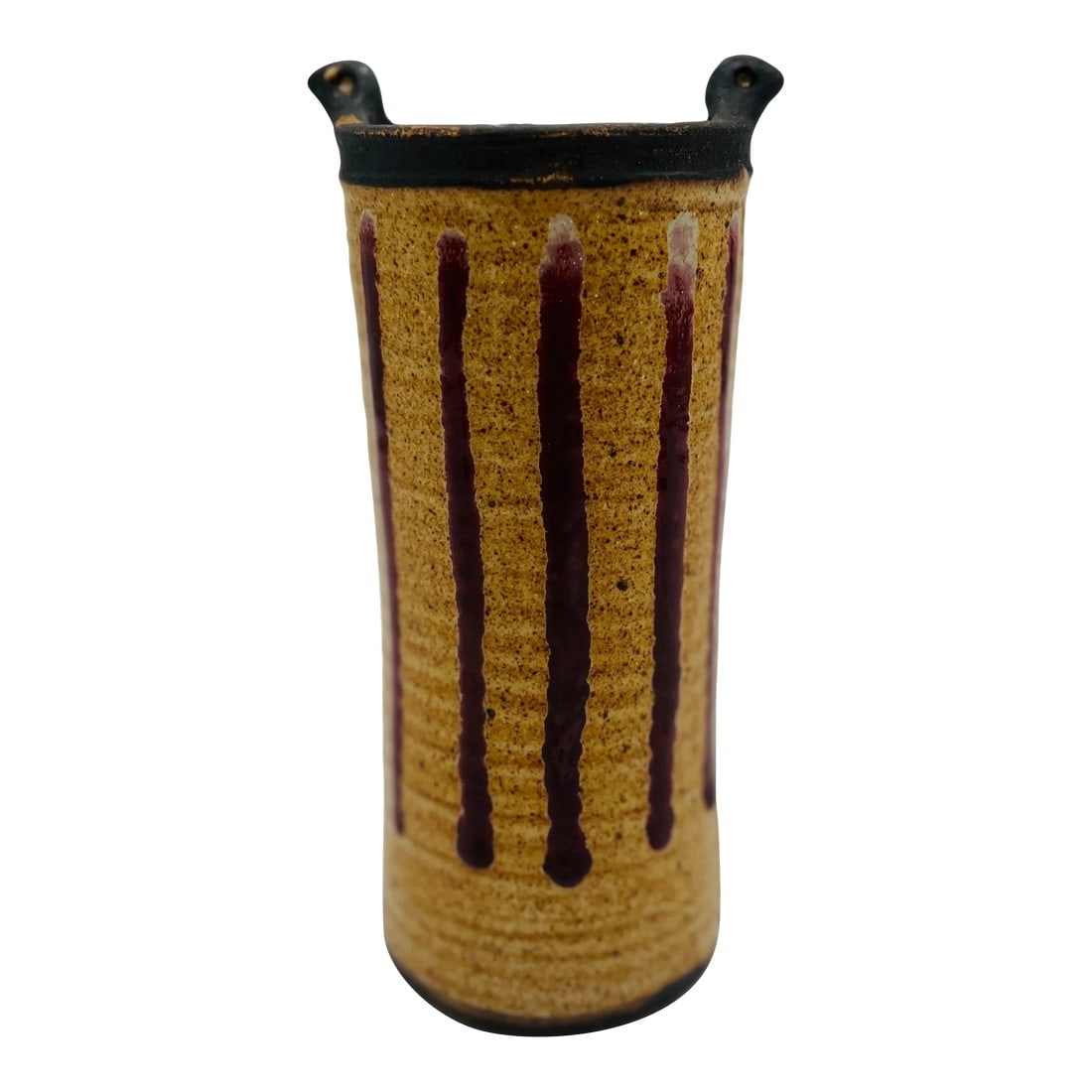Otto and Vivika Heino Mid-Century Modern Oxblood Drip Ceramic Pottery: A wonderfully executed and designed earthenware birds head vase (very coveted among collector's of the Heino's work) by ceramics masters husband and wife artists Vivika and Otto Heino. The two were