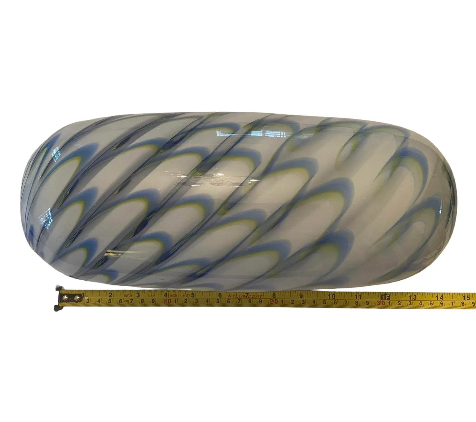 Vintage Hand Blown Blue Green White Swirled Art Glass Vase by Eastern Art Glass - 10