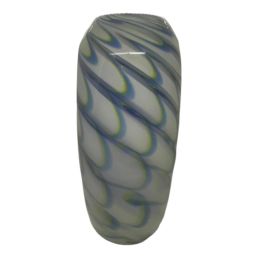Vintage Hand Blown Blue Green White Swirled Art Glass Vase by Eastern Art Glass: Vintage Hand Blown Blue Green White Swirled 13.5 inches Tall Art Glass Vase by Eastern Art Glass. This stunning vintage hand blown vase by Eastern Art is a true work of art! Standing at 13.5 inches