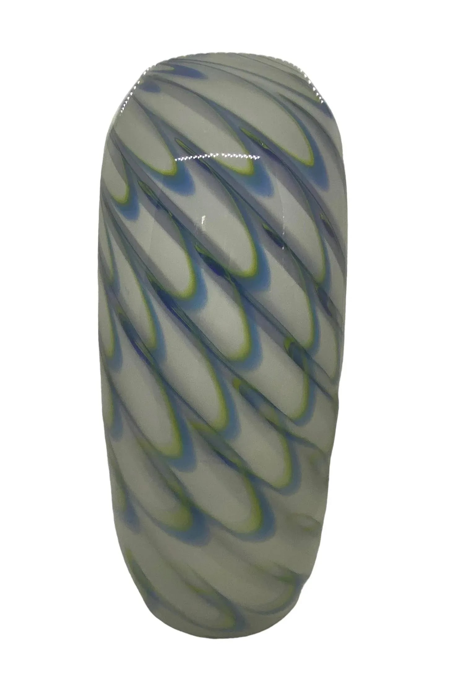 Vintage Hand Blown Blue Green White Swirled Art Glass Vase by Eastern Art Glass - 3