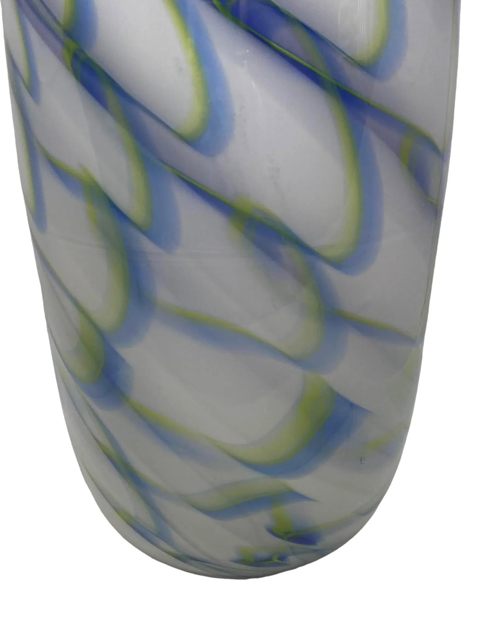 Vintage Hand Blown Blue Green White Swirled Art Glass Vase by Eastern Art Glass - 5