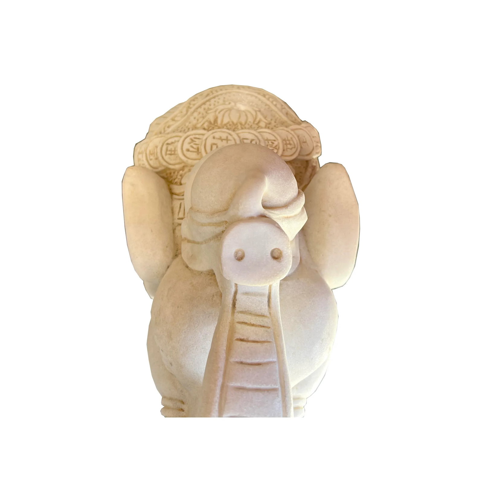Chinese Pair White Marble Stone Fengshui Elephant Trunk Up Statues - 8