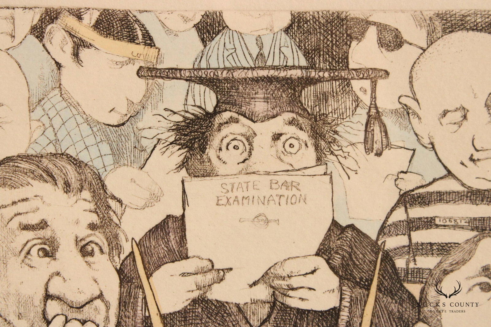 Charles Bragg 'Bar Exam' Limited Edition Etching, Custom Framed - 11