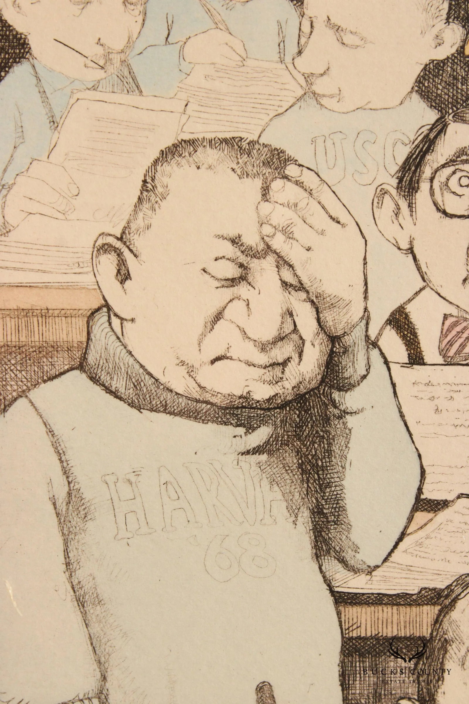Charles Bragg 'Bar Exam' Limited Edition Etching, Custom Framed - 8