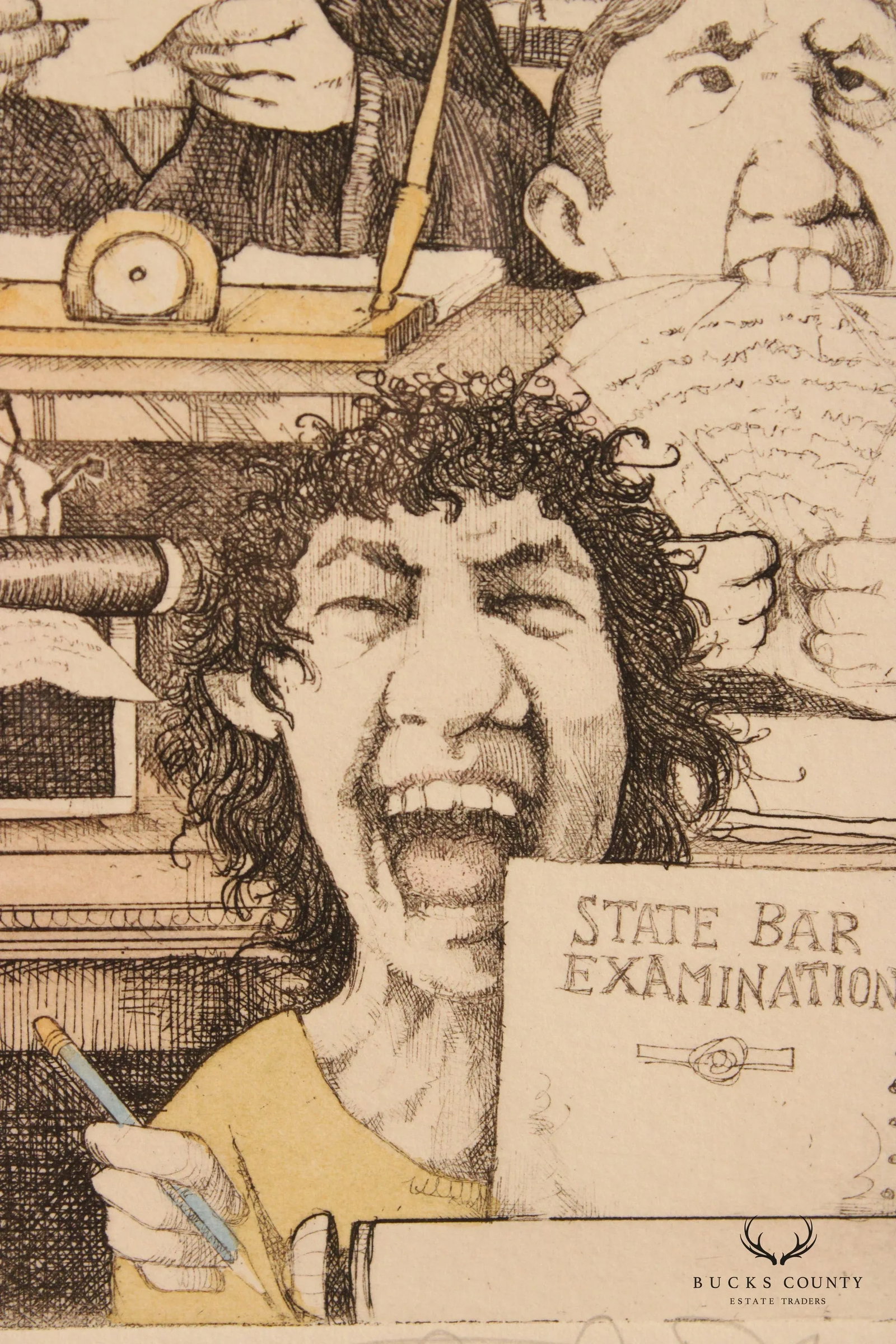 Charles Bragg 'Bar Exam' Limited Edition Etching, Custom Framed - 9