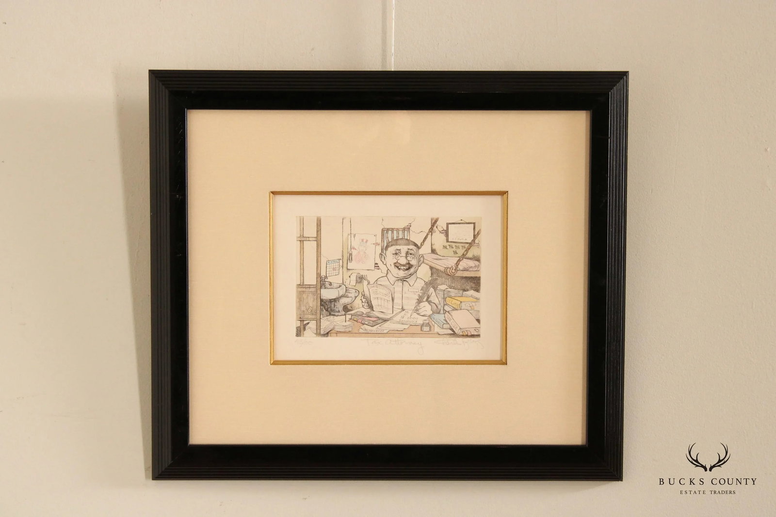 Charles Bragg 'Tax Attorney' Limited Edition Etching, Custom Framed - 2