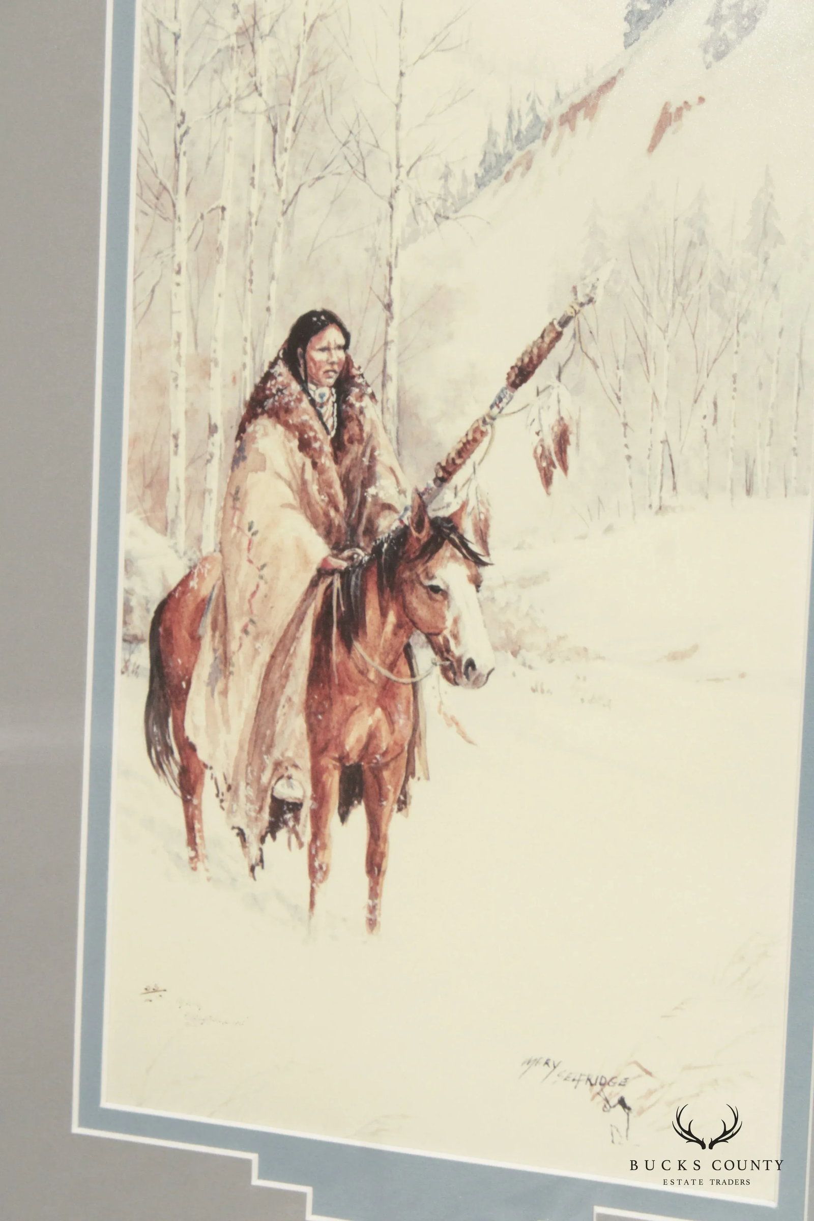 Mary Selfridge Pair Native American Art Prints, Custom Framed - 7
