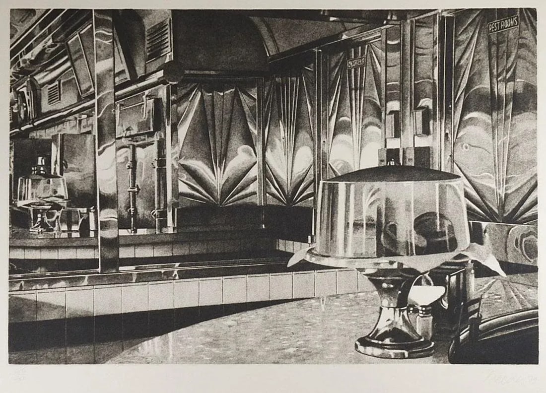 1979 John Baeder Interior Curlys Diner Photo Realism Mezzotint - 5