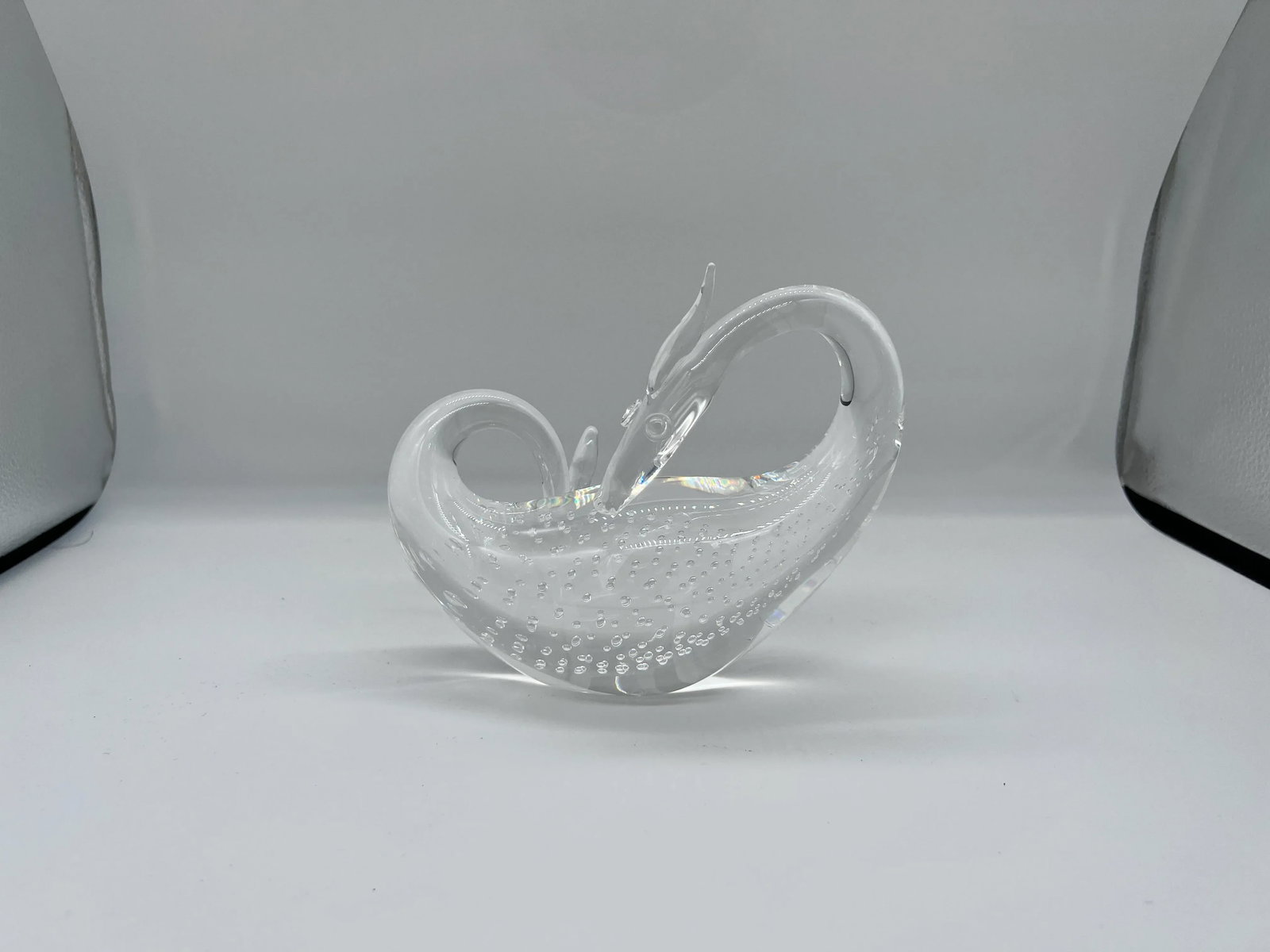 Steuben Controlled Bubble Crystal Dragon Figurine Designed by Bernard Wolff - 8
