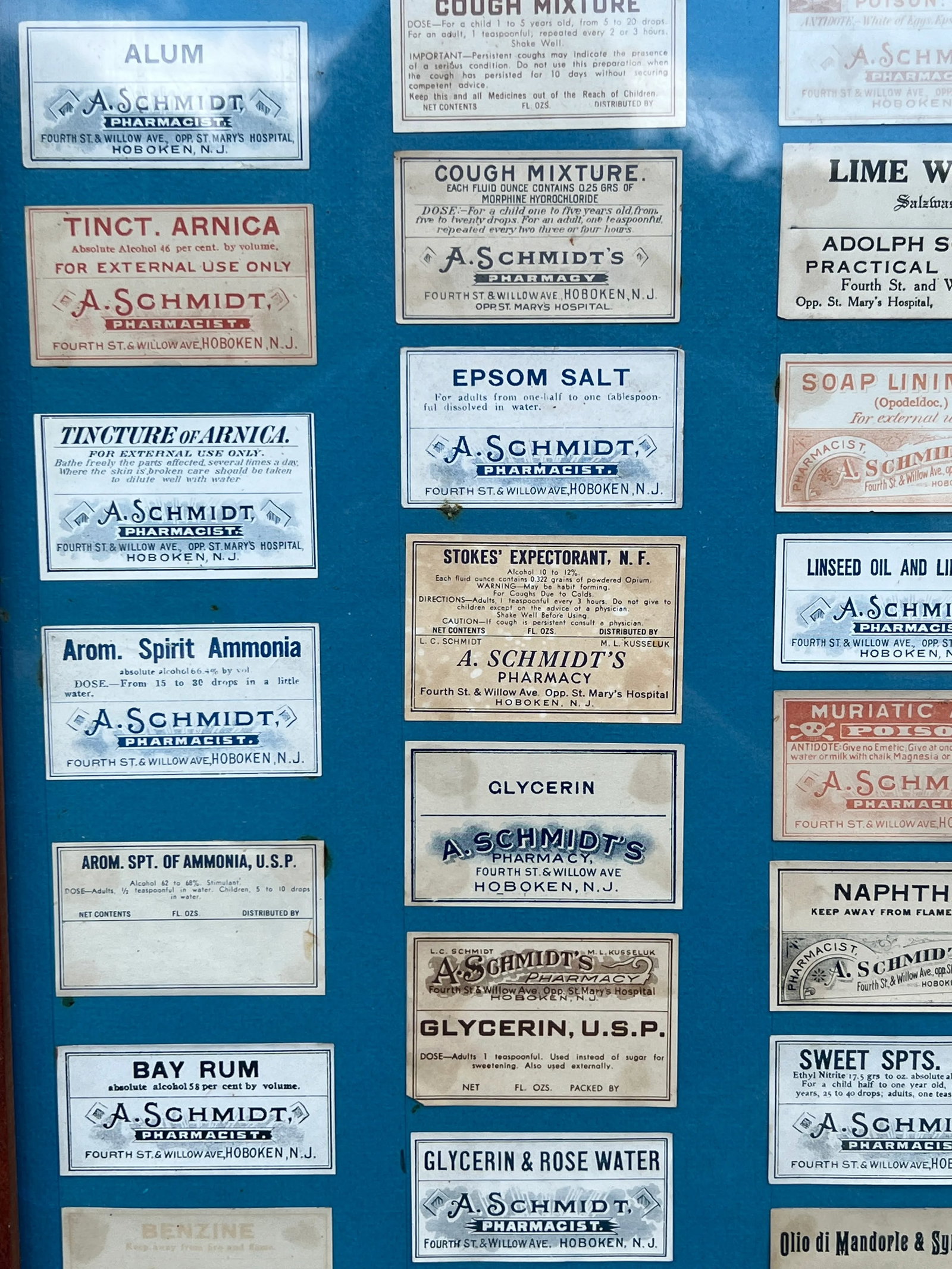 Rare Adolph Schmidt Pharmacy Label Display Including 110 Antique Labels - 8