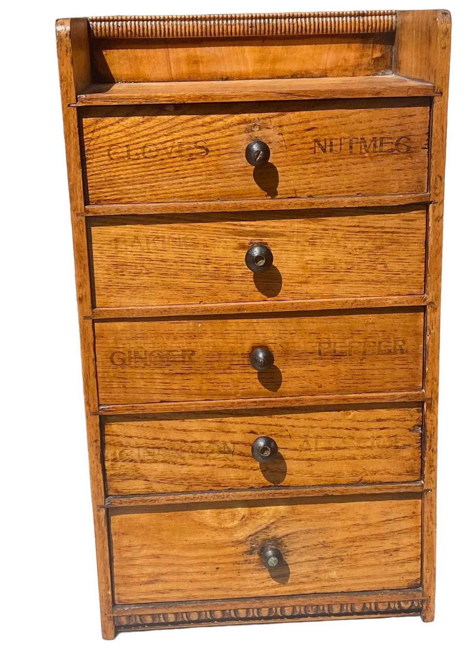 Vintage Early 20th Century Pine 5-Drawer Wall Hanging Spice Chest - 2