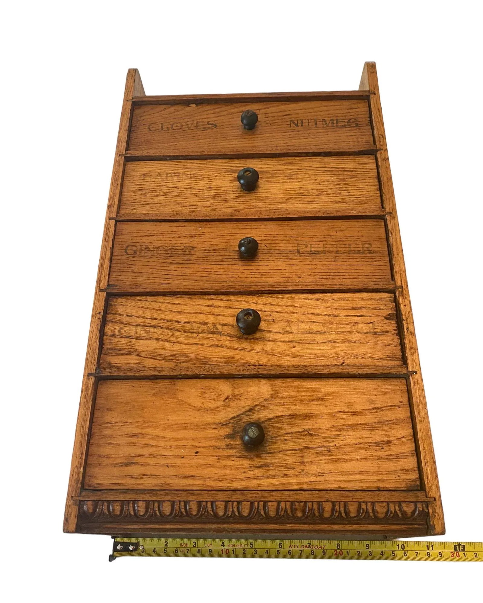 Vintage Early 20th Century Pine 5-Drawer Wall Hanging Spice Chest - 9