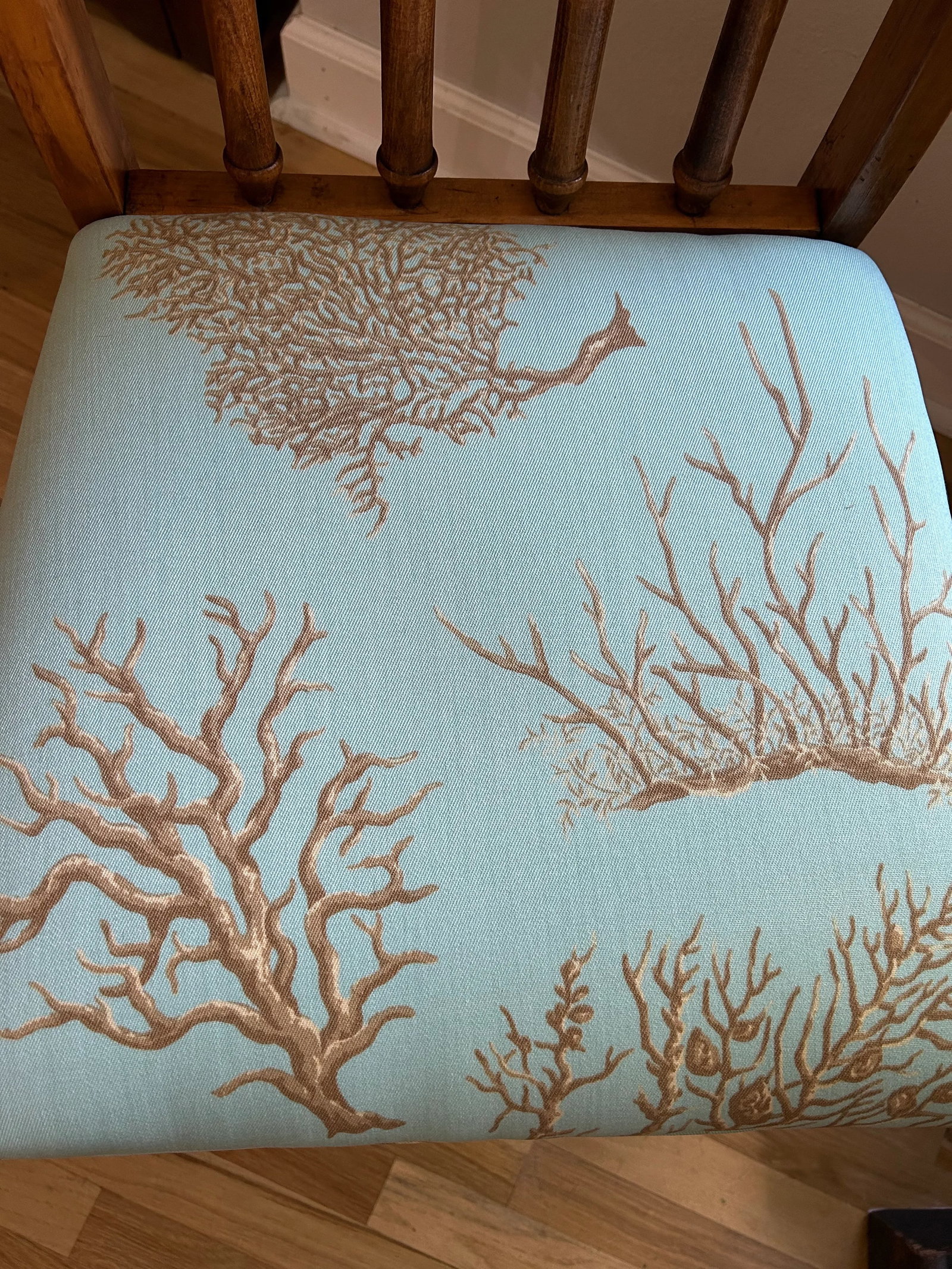 Late 20th Century Faux Bamboo Chinoiserie Lenoir Side Chair With Thibaut "Coral Gables" Upholste - 5