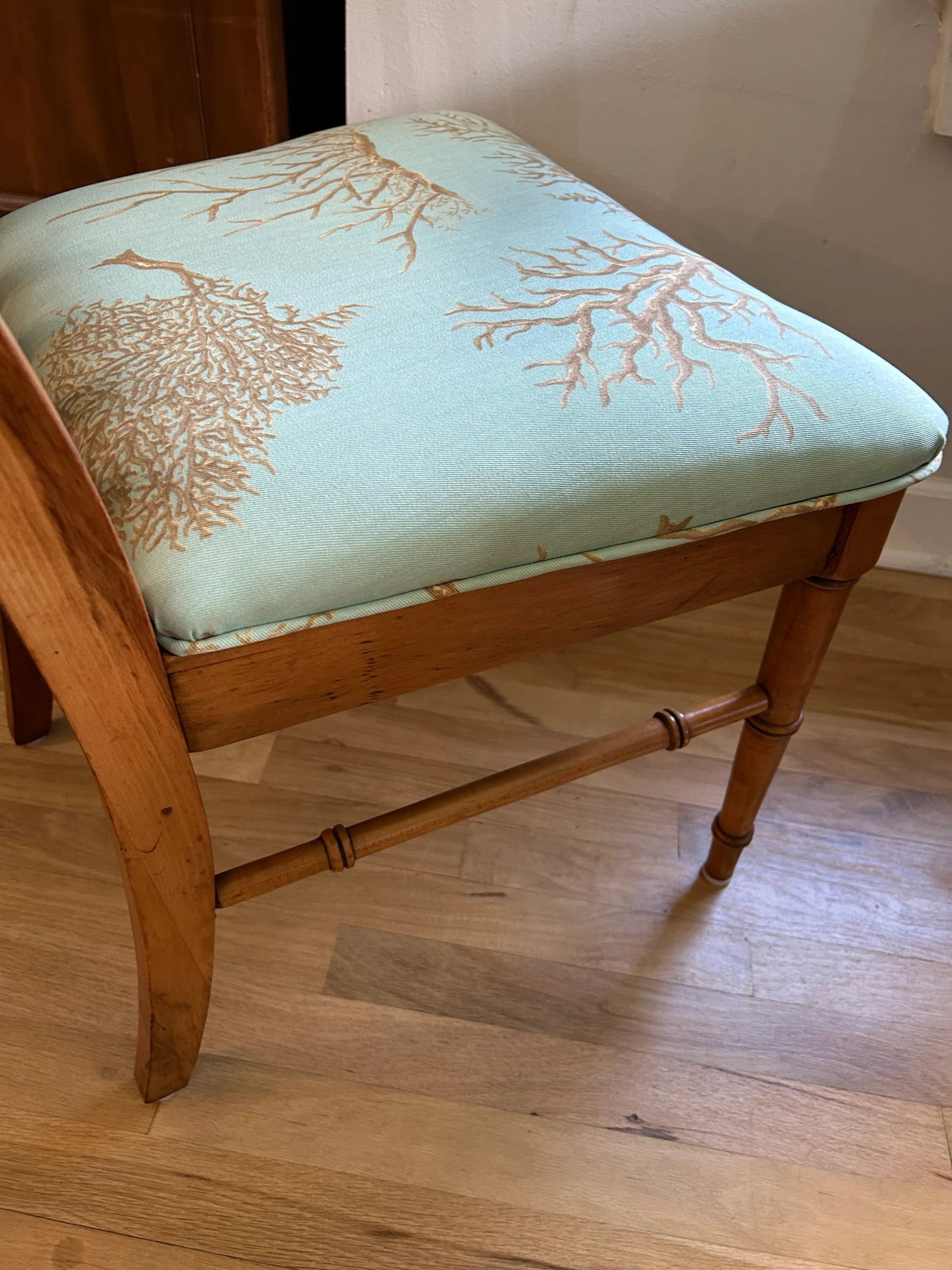 Late 20th Century Faux Bamboo Chinoiserie Lenoir Side Chair With Thibaut "Coral Gables" Upholste - 6