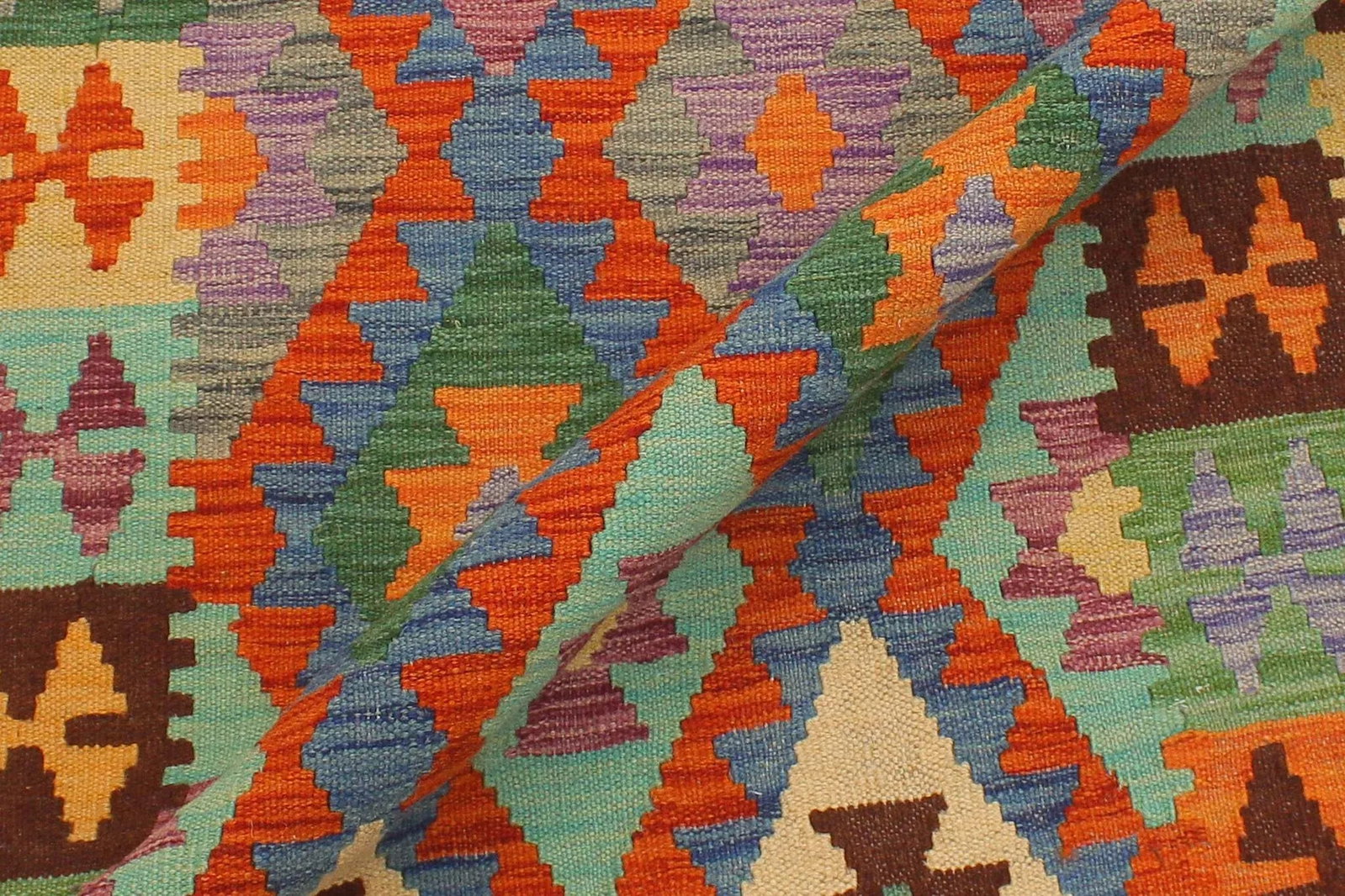 Rustic Kilim Blue Rust Hand Woven Rug - 2'8" X 9'9" - 5