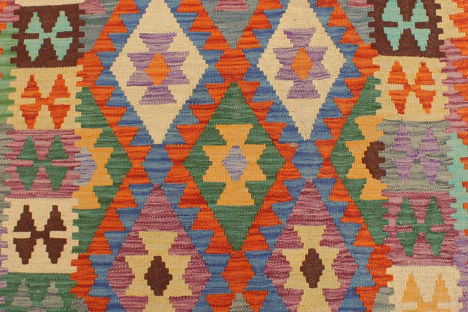 Rustic Kilim Blue Rust Hand Woven Rug - 2'8" X 9'9" - 7