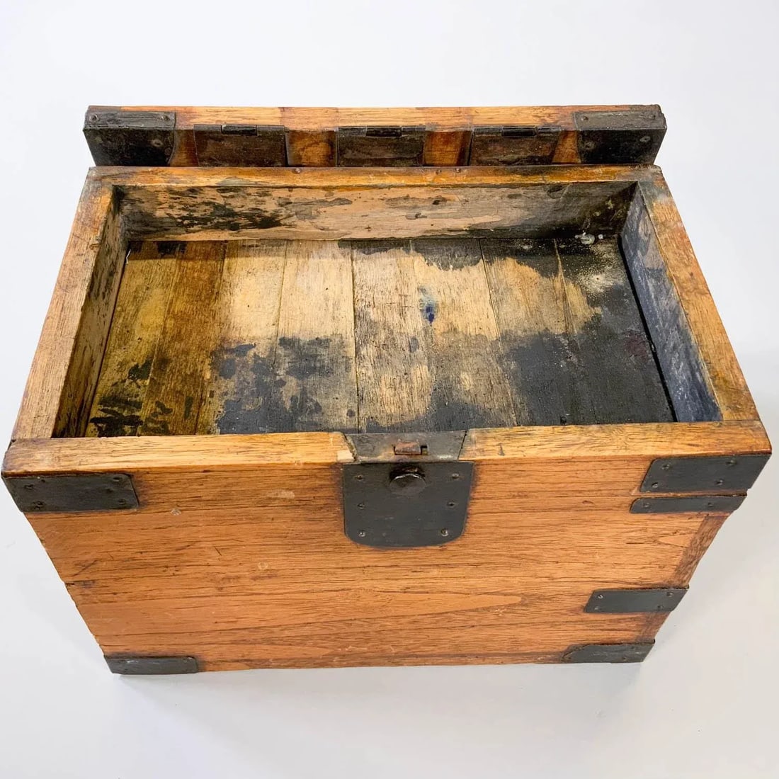 Antique Japanese Iron Mounted Tansu Suzuribako Wood Box - 7
