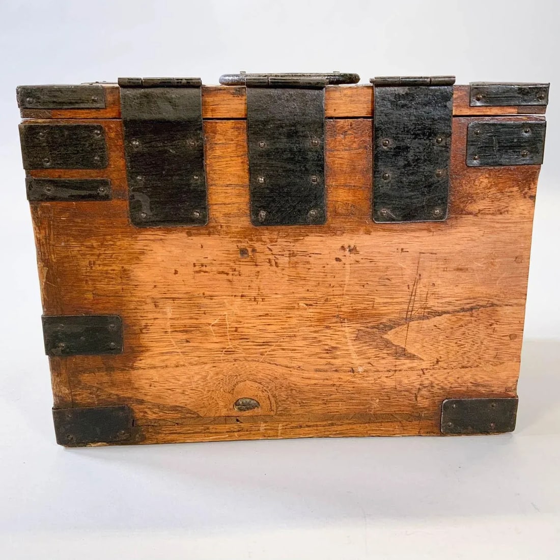Antique Japanese Iron Mounted Tansu Suzuribako Wood Box - 8