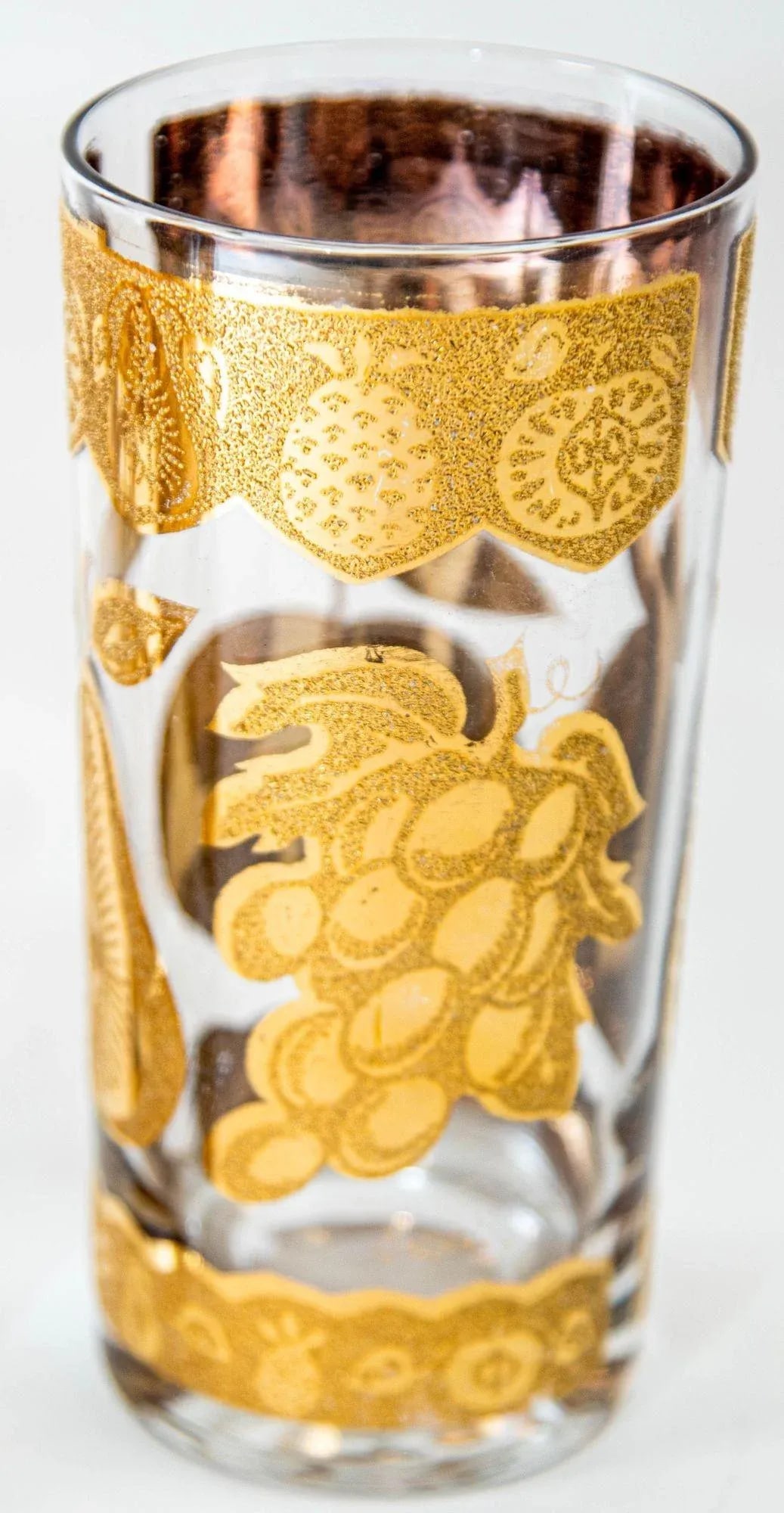1960s Culver Cocktail Glasses With 22-Karat Gold Florentine Pattern Set of Four - 10