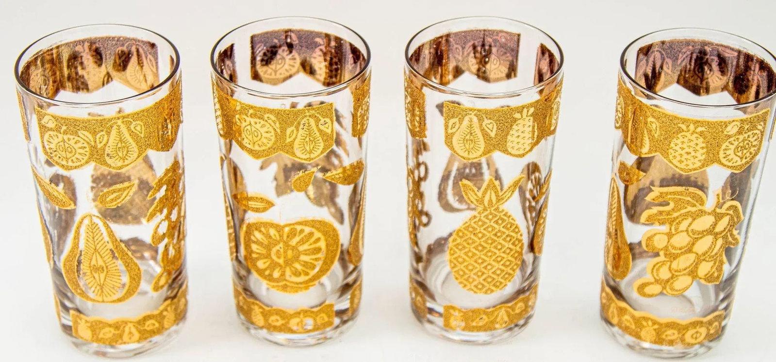 1960s Culver Cocktail Glasses With 22-Karat Gold Florentine Pattern Set of Four - 12