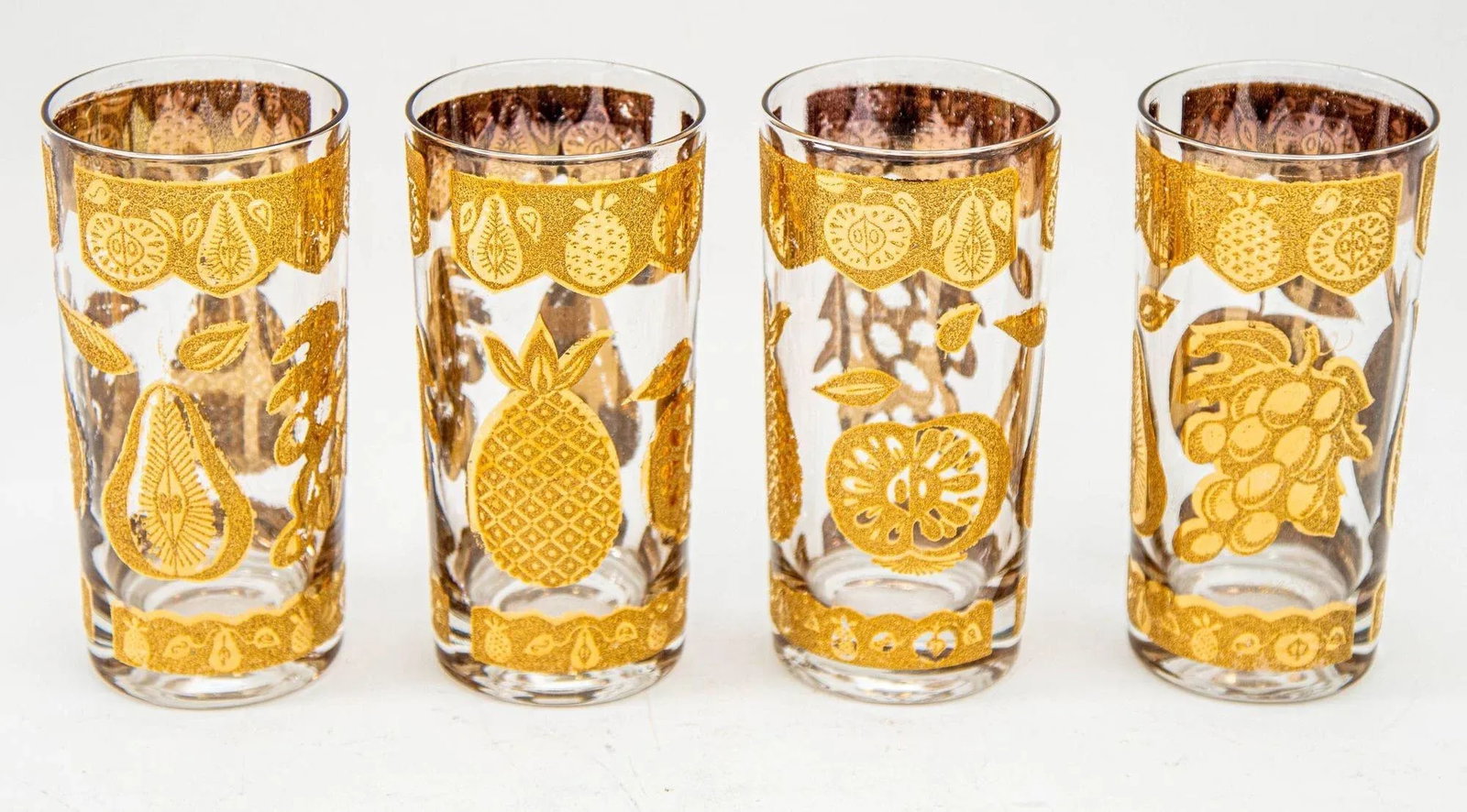1960s Culver Cocktail Glasses With 22-Karat Gold Florentine Pattern Set of Four - 3