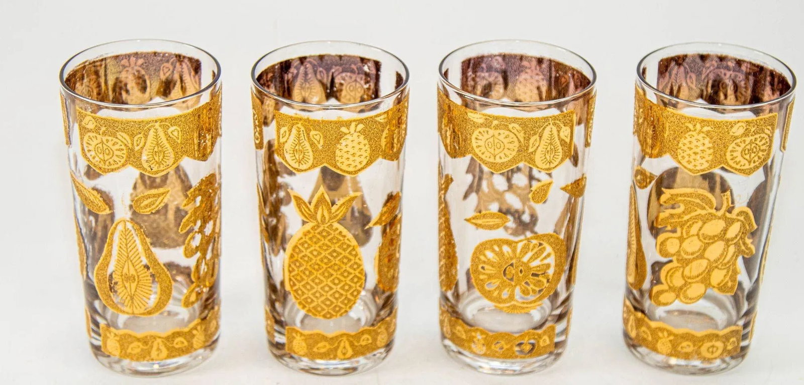 1960s Culver Cocktail Glasses With 22-Karat Gold Florentine Pattern Set of Four - 5