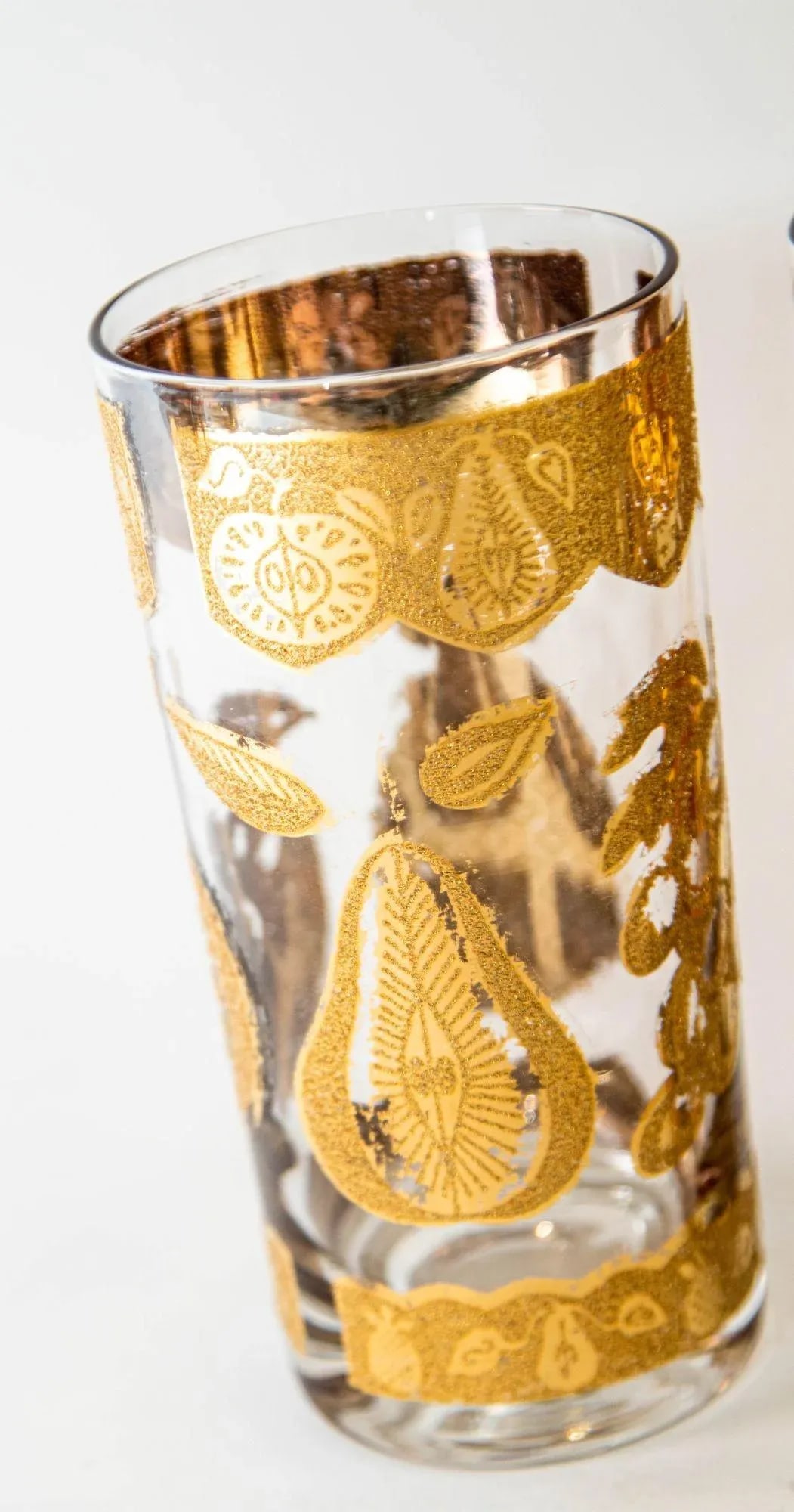 1960s Culver Cocktail Glasses With 22-Karat Gold Florentine Pattern Set of Four - 7