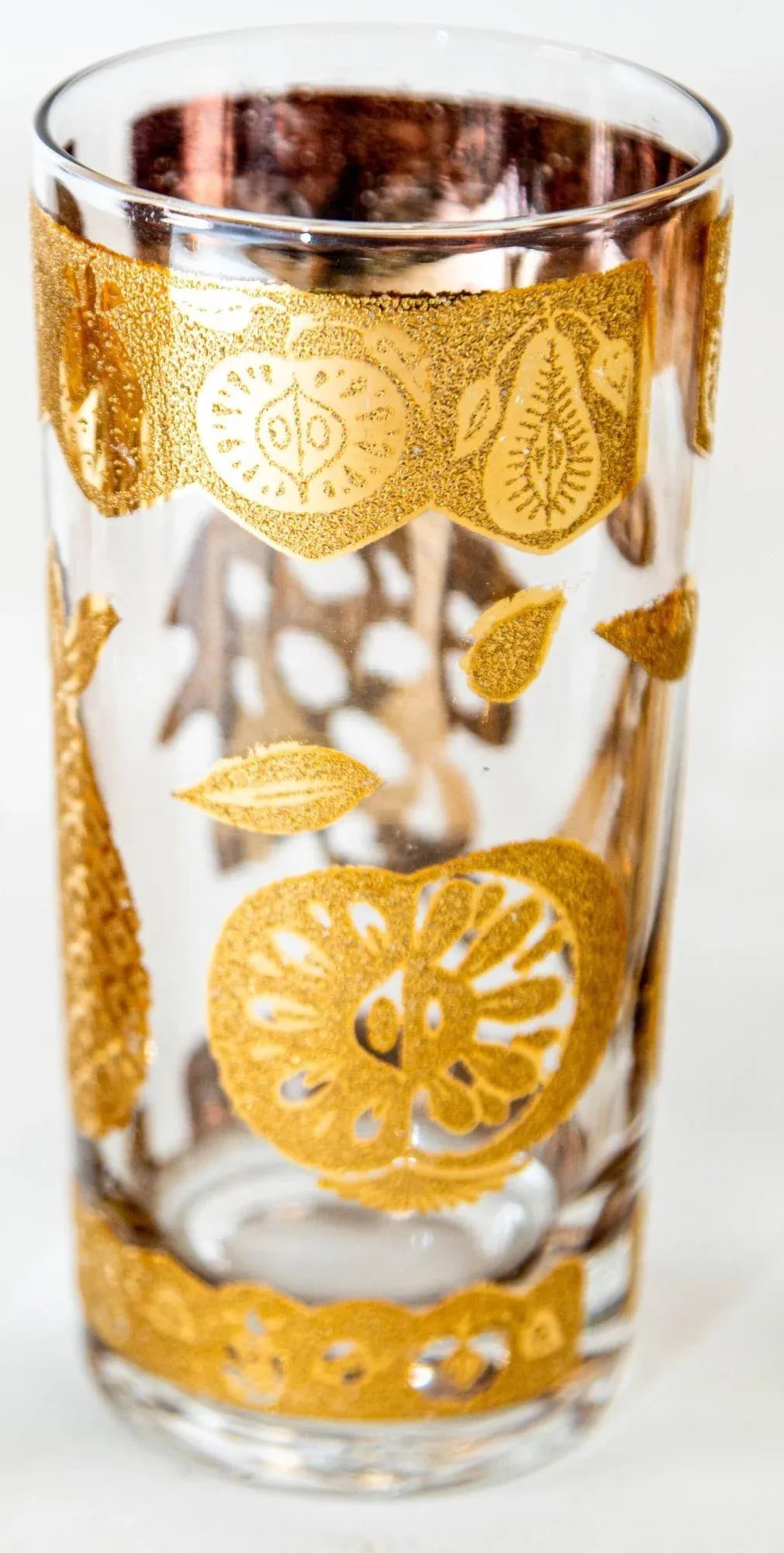 1960s Culver Cocktail Glasses With 22-Karat Gold Florentine Pattern Set of Four - 9