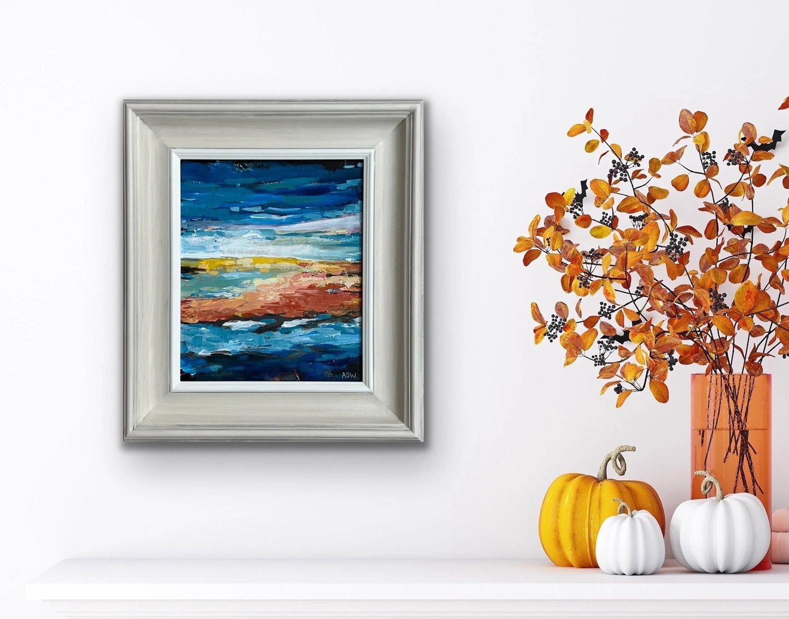 Blue & Yellow Abstract Impressionist Seascape Landscape by Contemporary Artist - 2