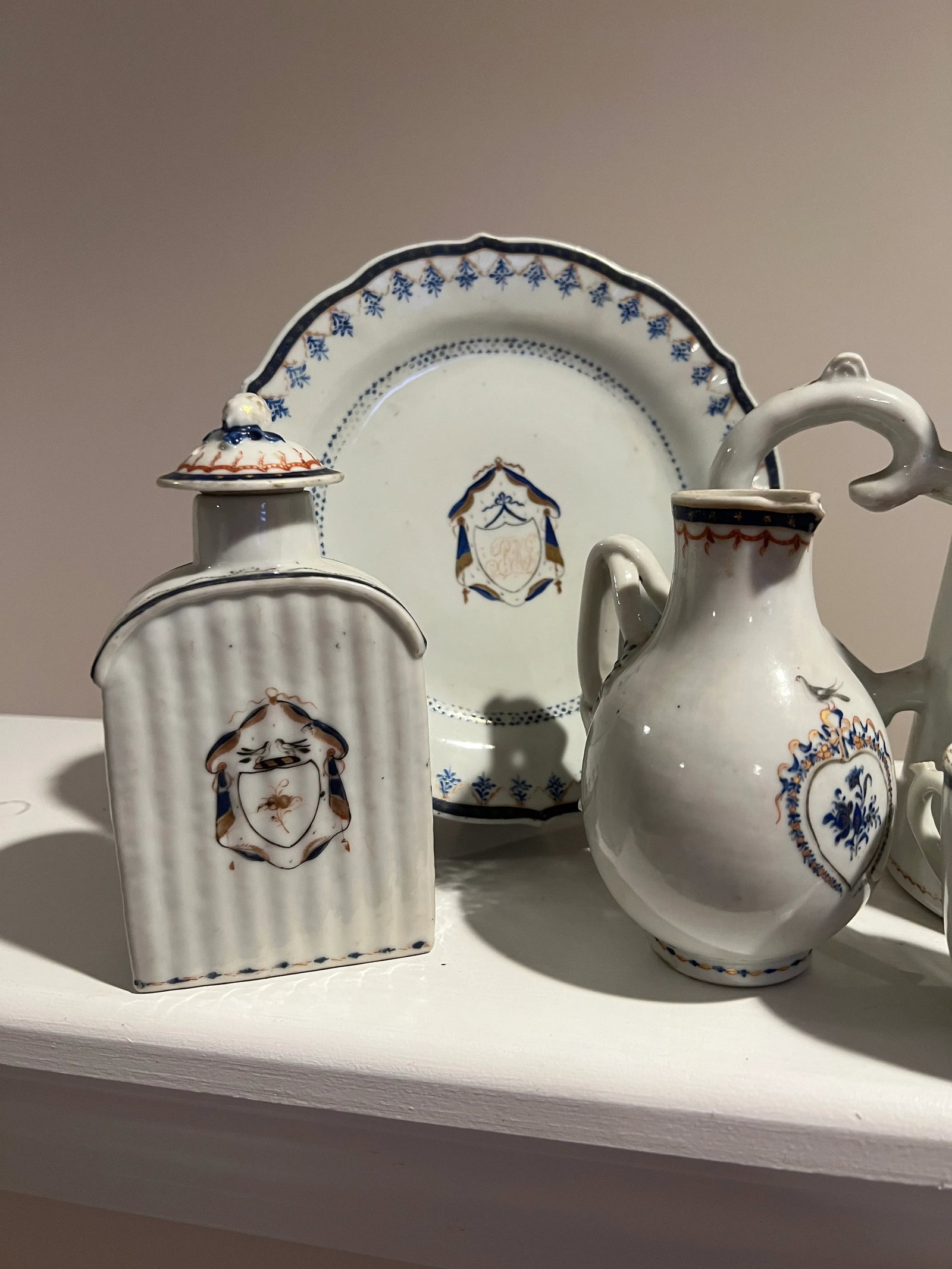 Instant Chinese Export Collection - 15 Piece Armorial Blue & White Grouping 18th C. - 2