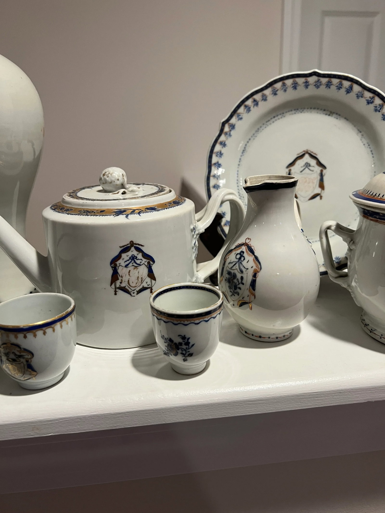 Instant Chinese Export Collection - 15 Piece Armorial Blue & White Grouping 18th C. - 6