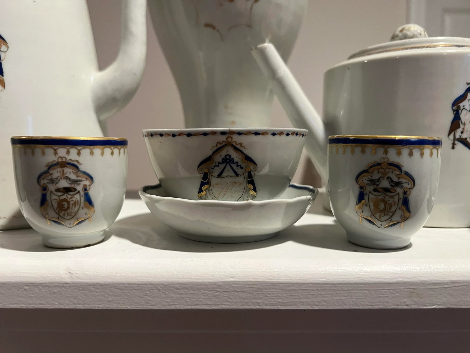 Instant Chinese Export Collection - 15 Piece Armorial Blue & White Grouping 18th C. - 8