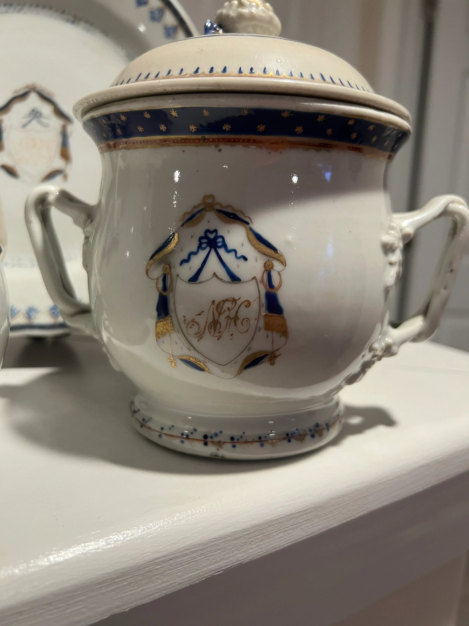 Instant Chinese Export Collection - 15 Piece Armorial Blue & White Grouping 18th C. - 9