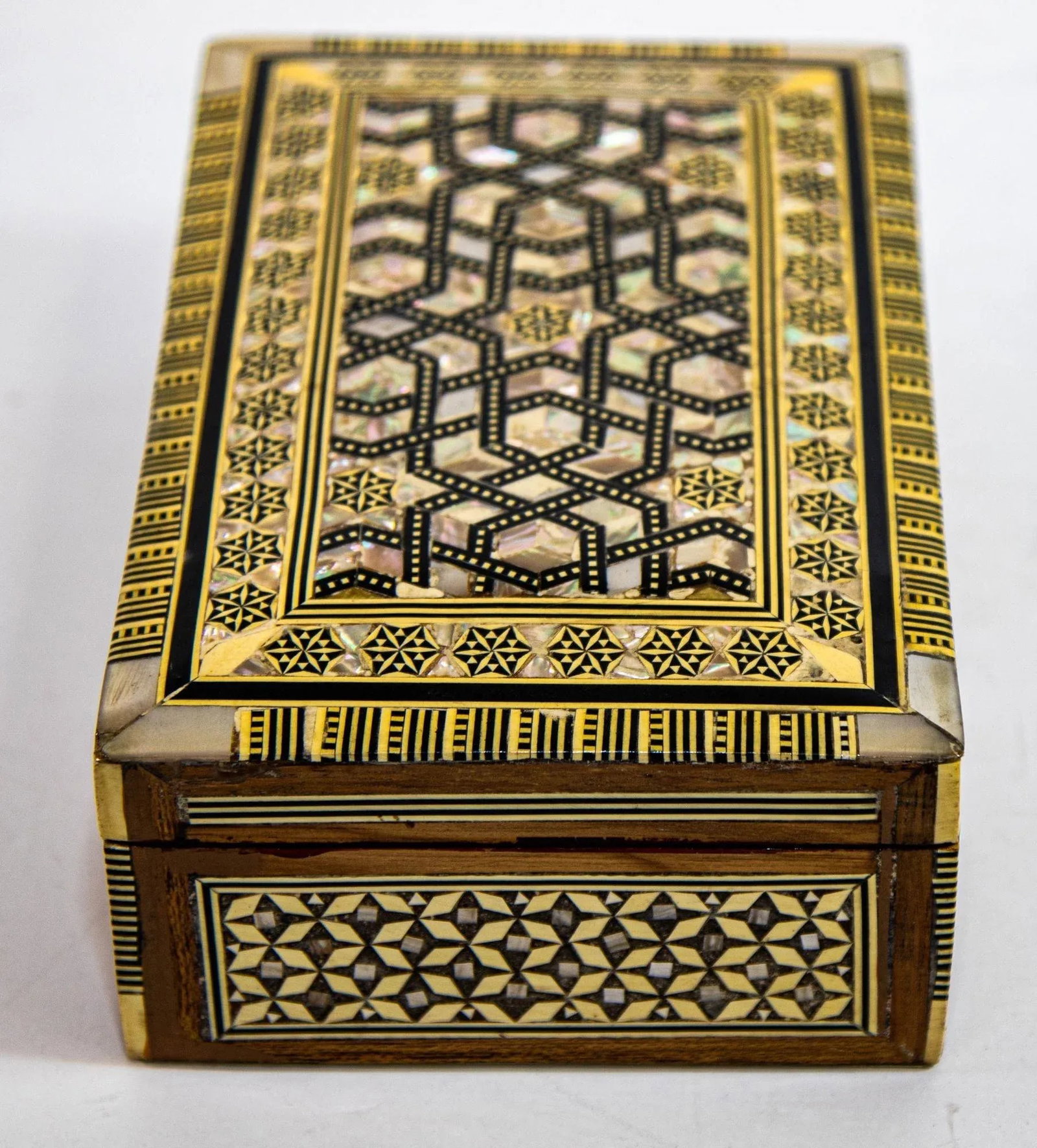 Middle Eastern Moorish Mother of Pearl Inlaid Marquetry Jewelry Box - 12