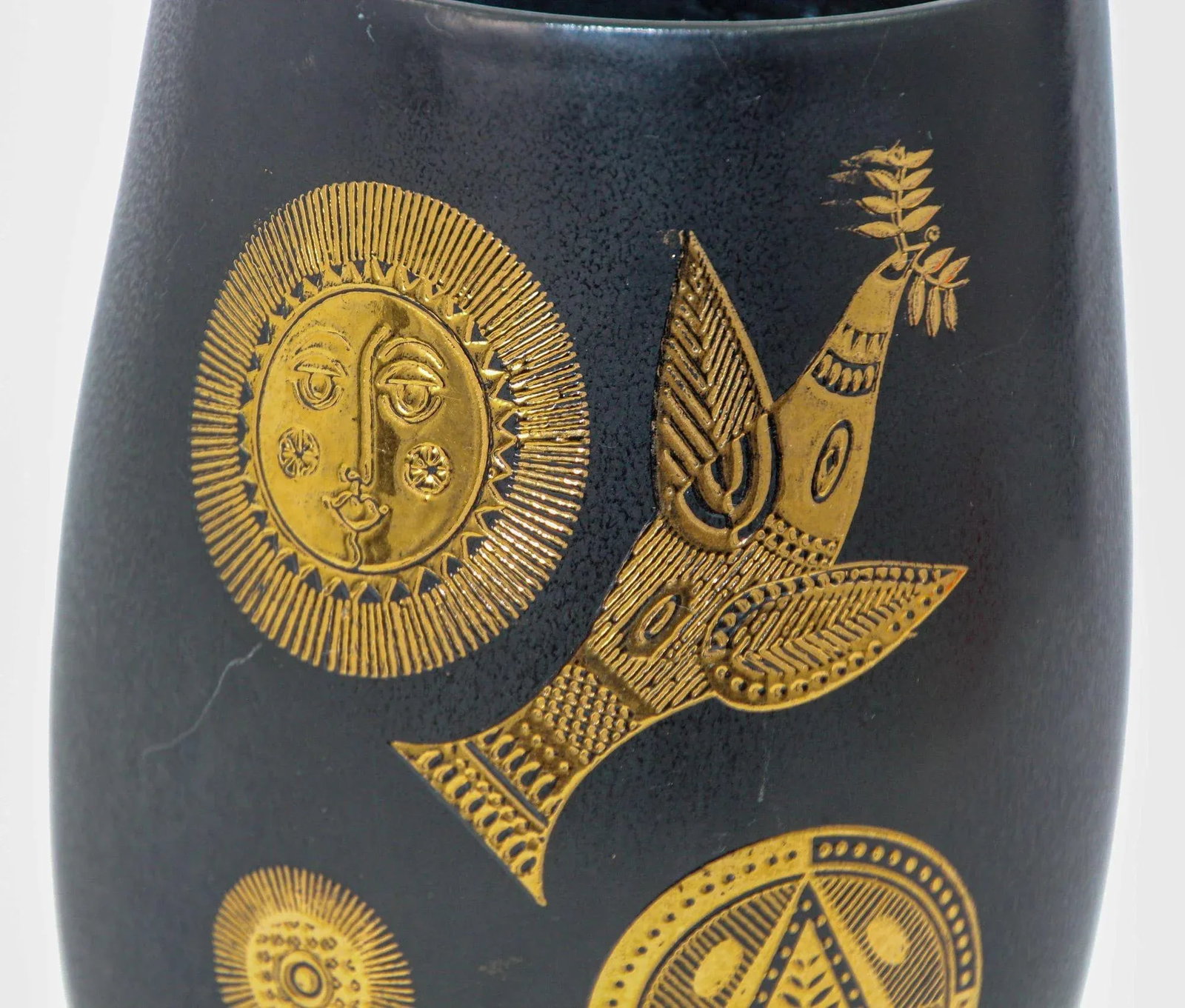 Georges Briard Black and Gold Ceramic Vase for Hyalyn 1960s Hollywood Regency - 4