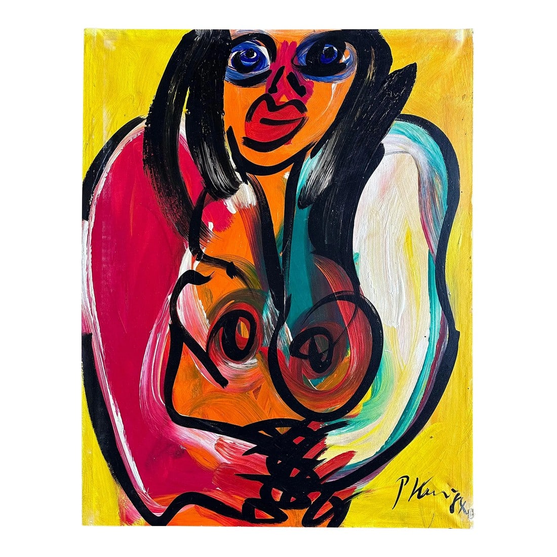1987 Original Peter Keil Painting: Peter Keil is a German artist that focuses primarily on abstract expressionism. Keil painted with some of the greats including Joan MirÃ³, Pablo Picasso and Andy Warhol, to name a few. This