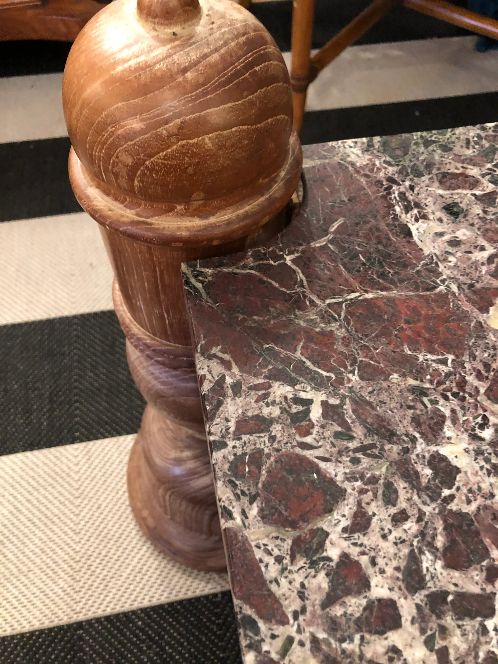 Anglo Indian Square Carved Wood & Marble Top Coffee Table - 8