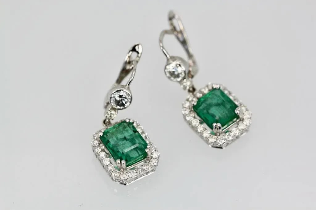 Emerald Diamond 18k Earrings - 2 Pieces - 5
