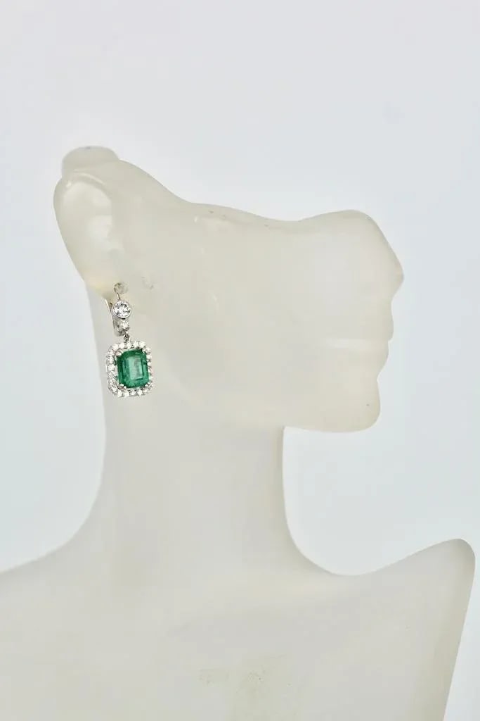 Emerald Diamond 18k Earrings - 2 Pieces - 6