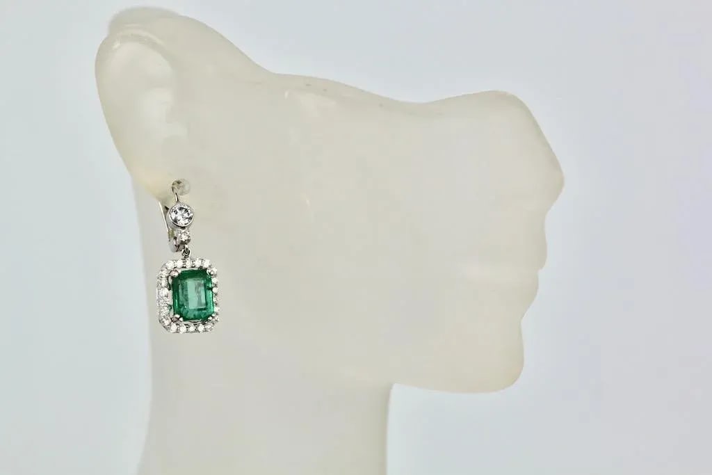 Emerald Diamond 18k Earrings - 2 Pieces - 8