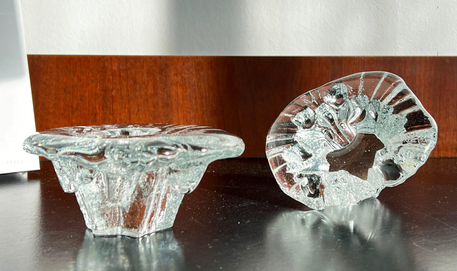 Vintage Scandinavian Art Glass 'Ice' Candle Holders by Tapio Wirkkala for Iittala - a Pair - 3