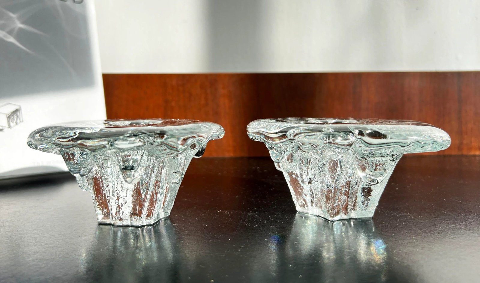 Vintage Scandinavian Art Glass 'Ice' Candle Holders by Tapio Wirkkala for Iittala - a Pair - 4