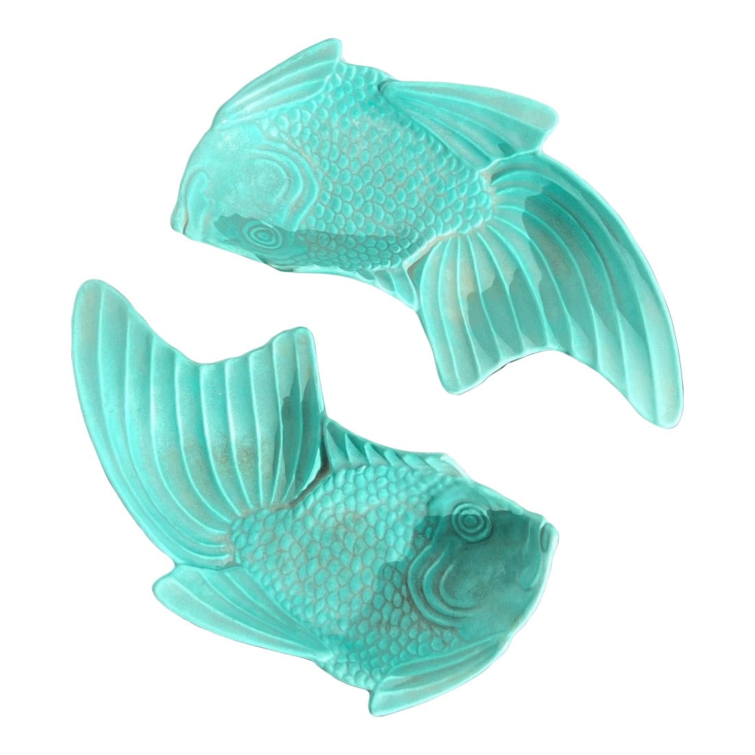 Rare 1950's Vintage California Pottery Koi Fish Plates - a Pair (1 of 10)