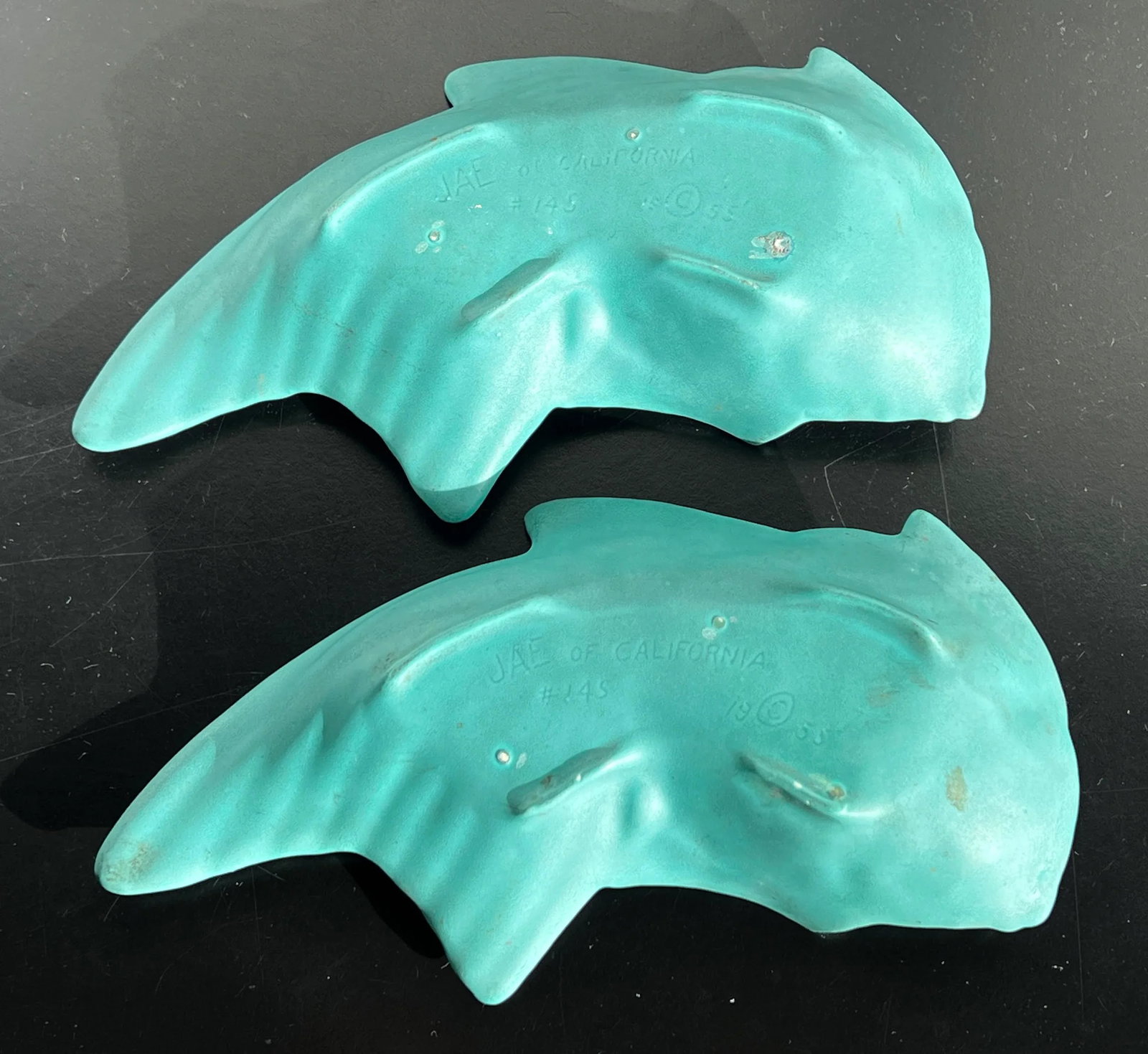 Rare 1950's Vintage California Pottery Koi Fish Plates - a Pair - 9