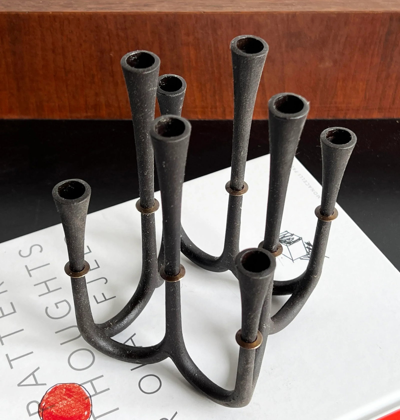 Mid Century Danish Modern Candelabra by Jens Quistgaard in Cast Iron & Brass - 2
