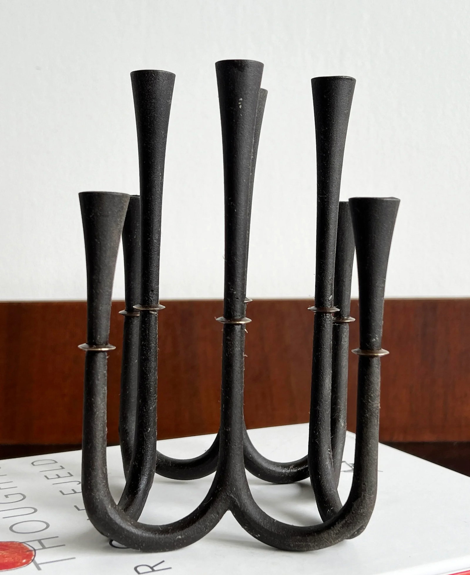 Mid Century Danish Modern Candelabra by Jens Quistgaard in Cast Iron & Brass - 3