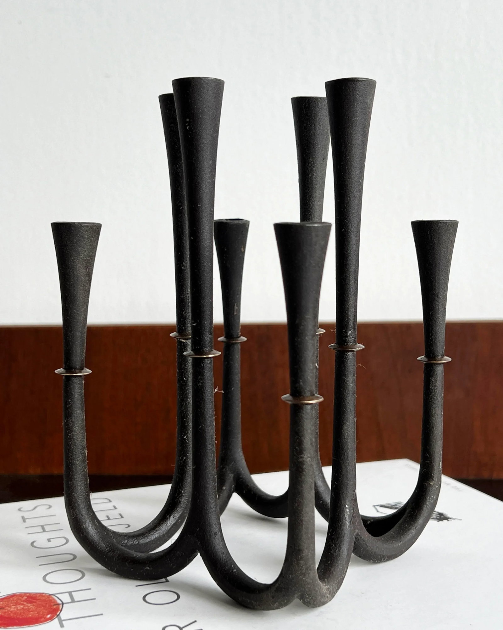 Mid Century Danish Modern Candelabra by Jens Quistgaard in Cast Iron & Brass - 5