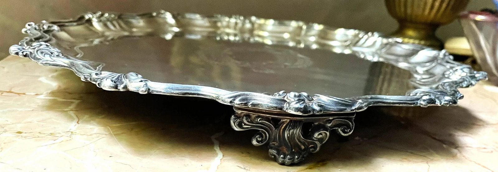 Walker & Hall 1906 Sheffield England Silverplate Salver Footed Tray Plateau - 2
