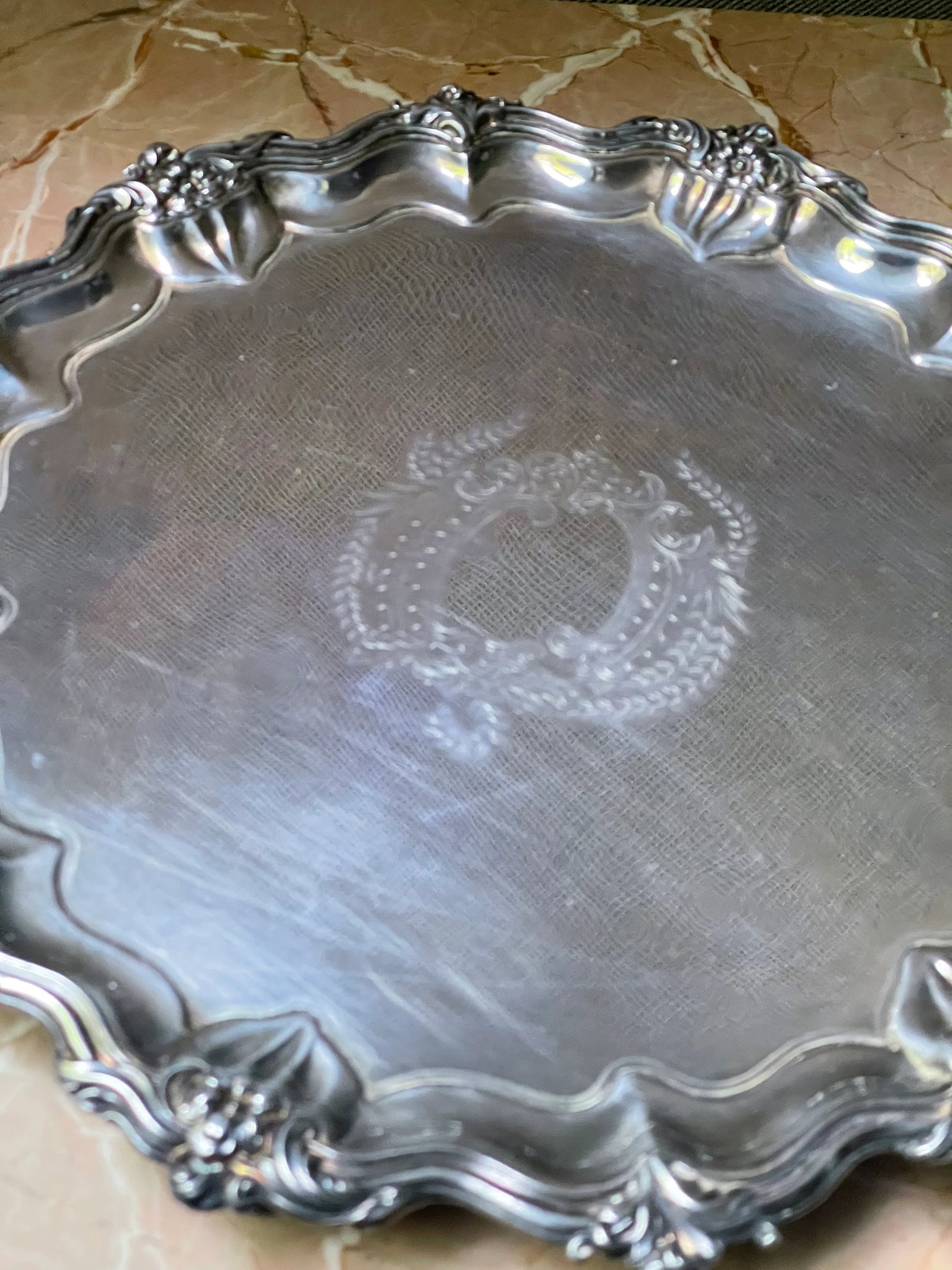 Walker & Hall 1906 Sheffield England Silverplate Salver Footed Tray Plateau - 4