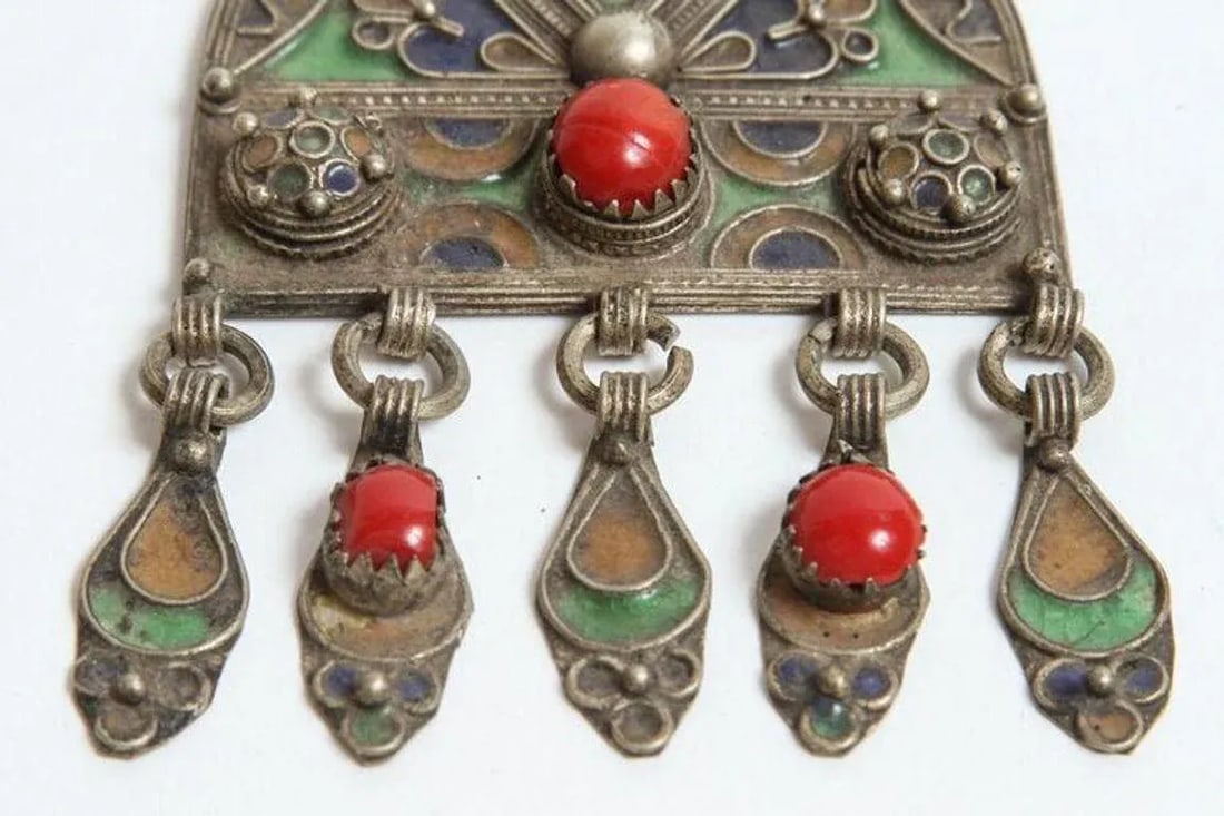 Vintage Moroccan Pendant Fibula Pin Brooch - 3